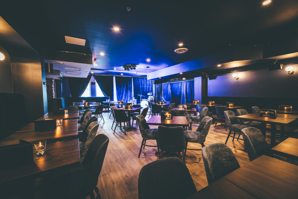 The Carleton's listening room for concerts and events. Professional sound system and rentable space.